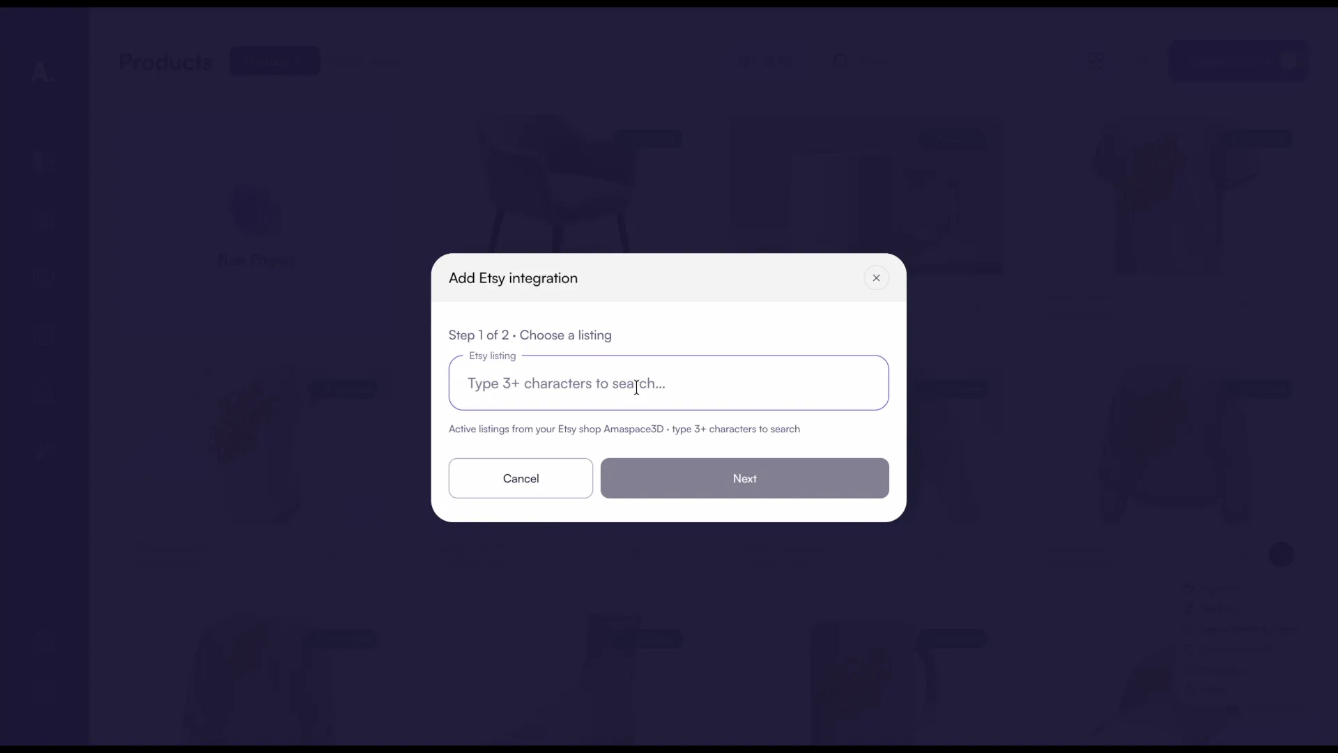 Connecting the product to an Etsy listing