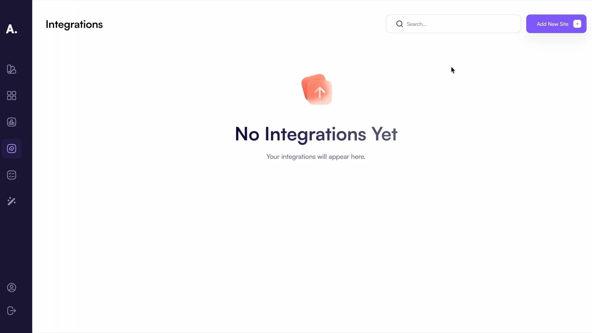 The Integrations page in Amaspace with the Add New Site button
