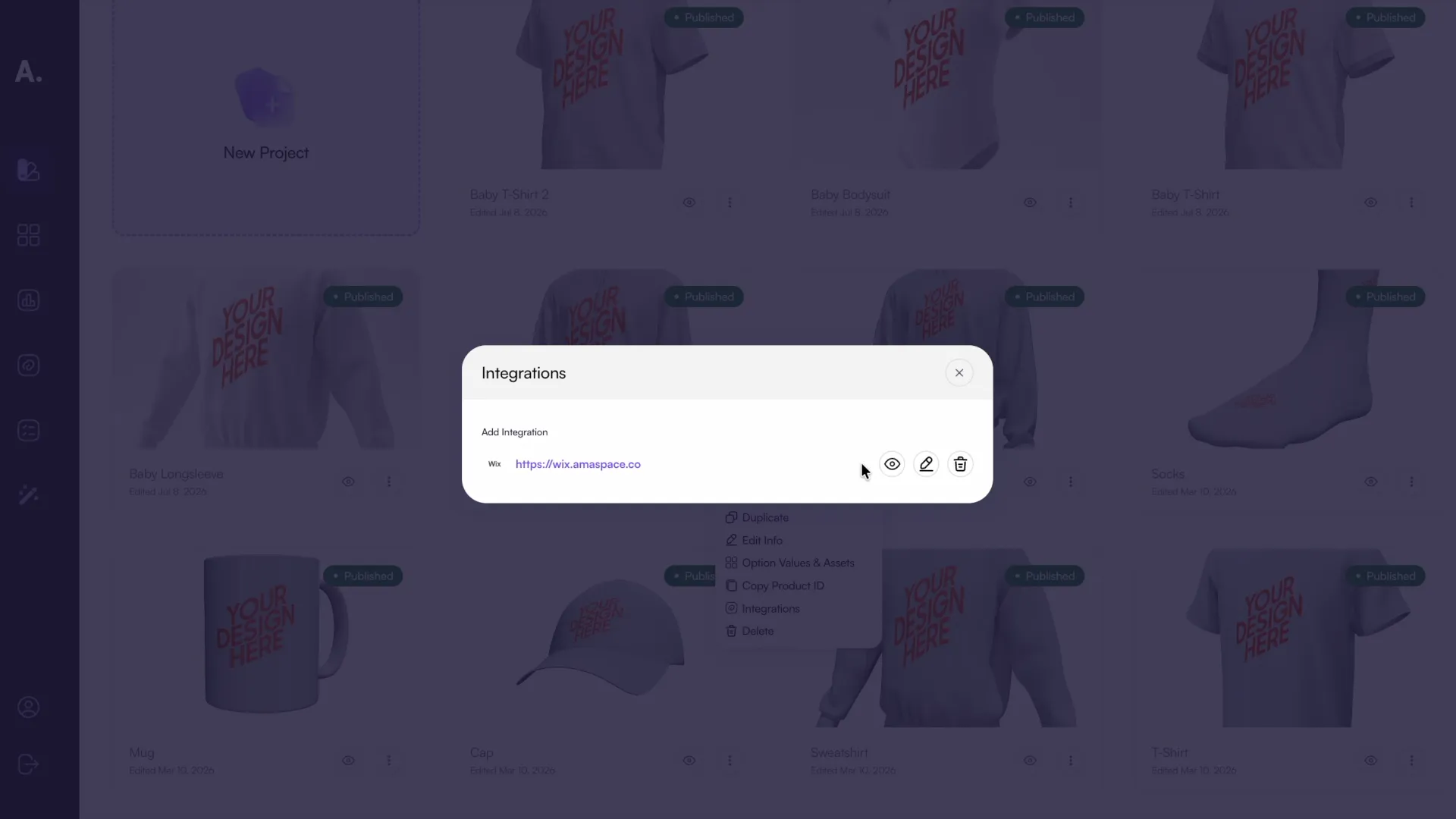 Adding a Wix integration to a product