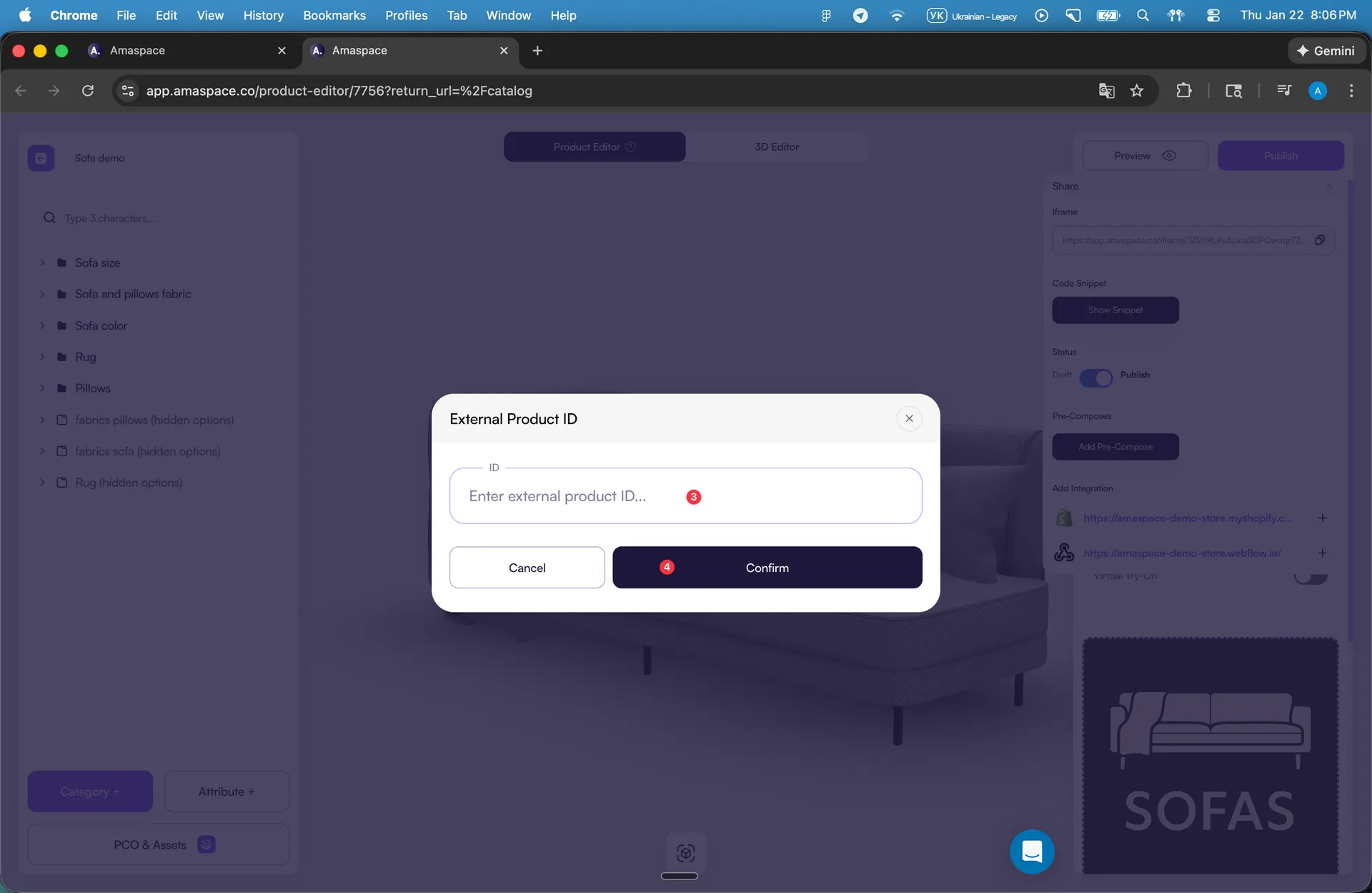 Modal with Product ID