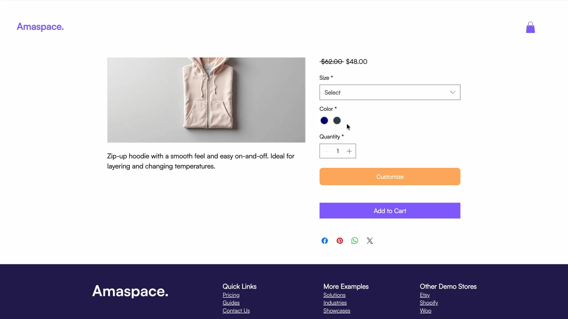 The configurator button on the live product page